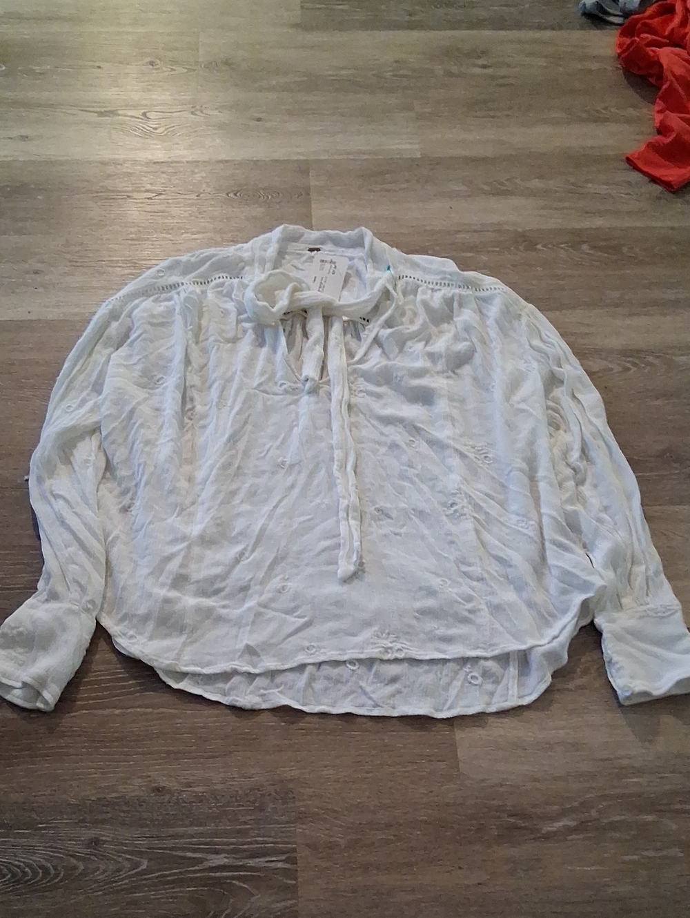 Lightweight White Tie-Neck Women’s Top
